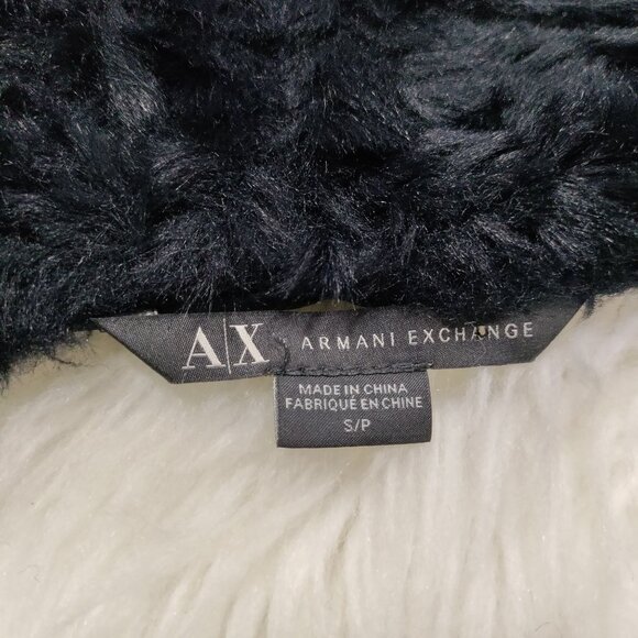 A/X Armani Exchange  Black Faux Fur Full Zip Front Sleeveless Vest Women's S/P - Picture 8 of 14